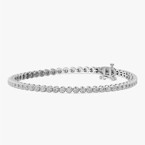 NEW Gilded 2 Carat Round Lab Diamond Sterling Silver Tennis Bracelet